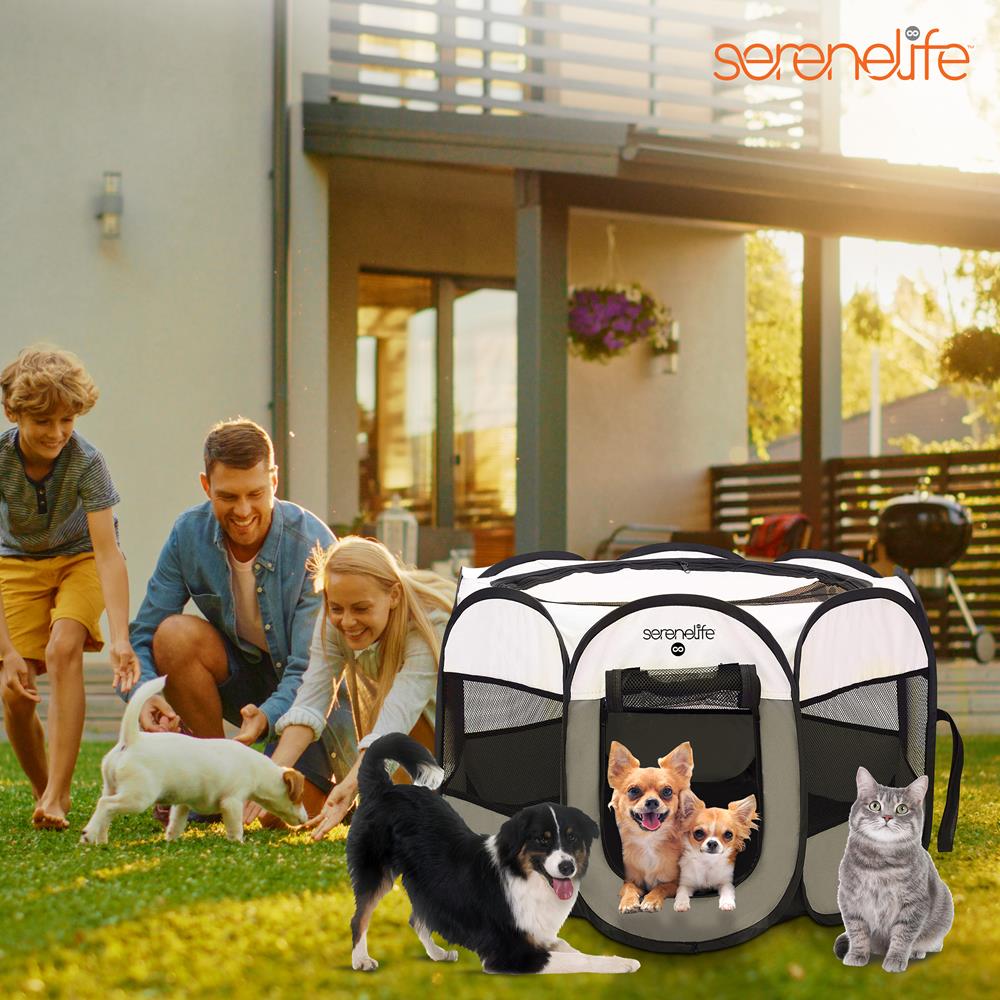 Serenelife Pet Care Haustierzelt M faltbar grau mit Napf