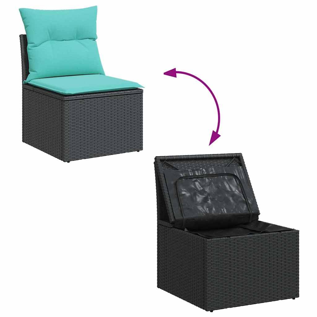 vidaXL Heim & Garten 8-tlg Garten-Sofagarnitur Schwarz Poly Rattan