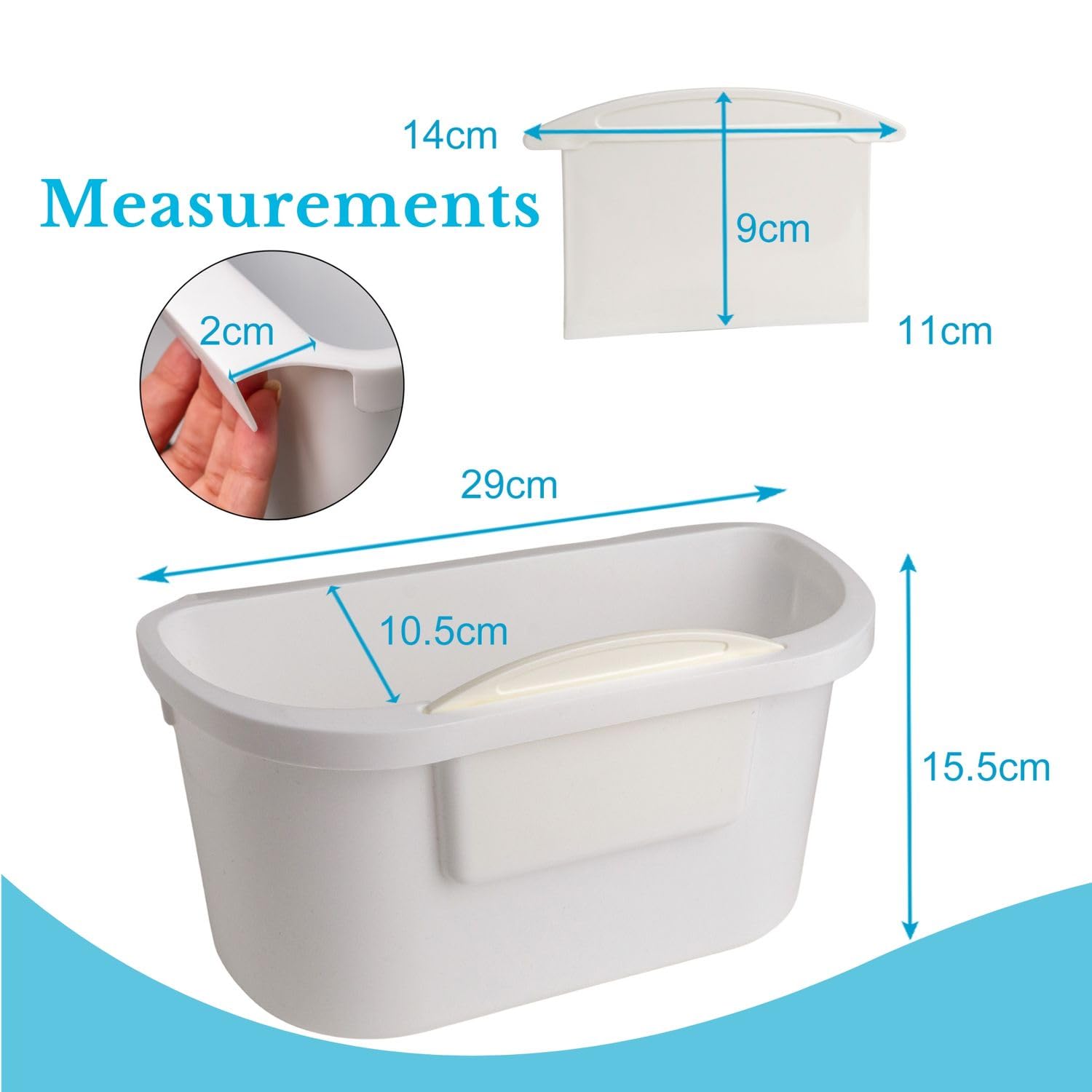 Intirilife Mülleimer zum Aufhängen Weiß mit Spatel 29 cm