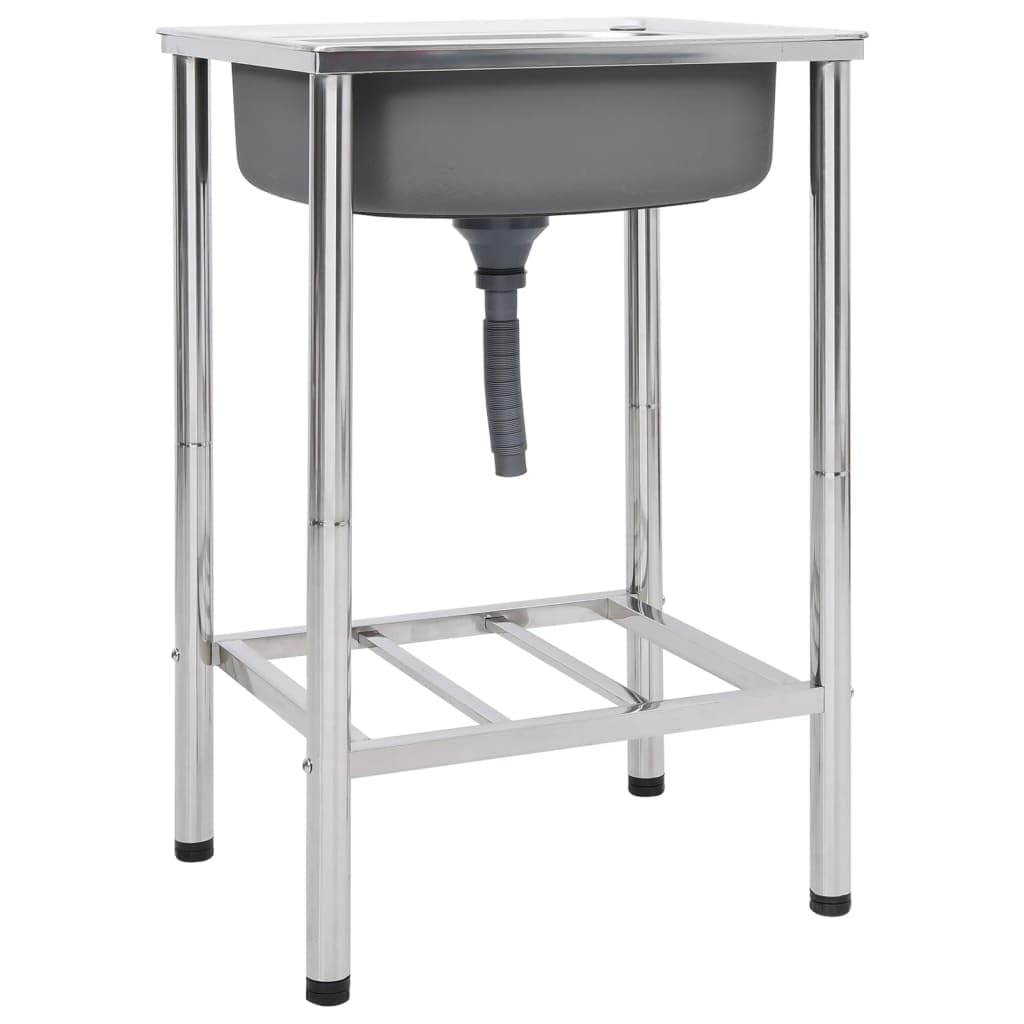 vidaXL Sportartikel Camping Spüle Edelstahl 55x45x18 cm silbern
