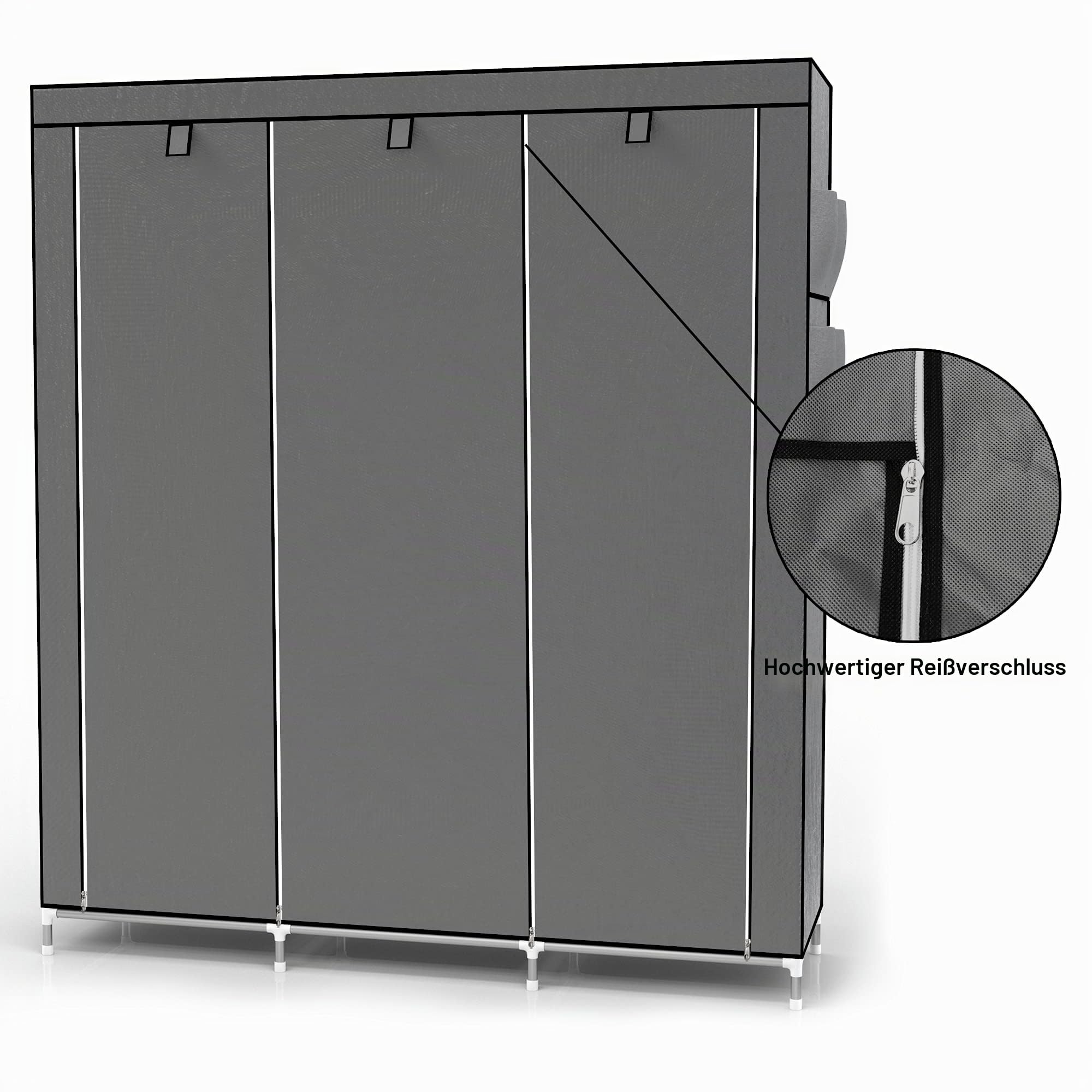 Intirilife Faltschrank 130x175x45 Asch Grau Stoffschrank