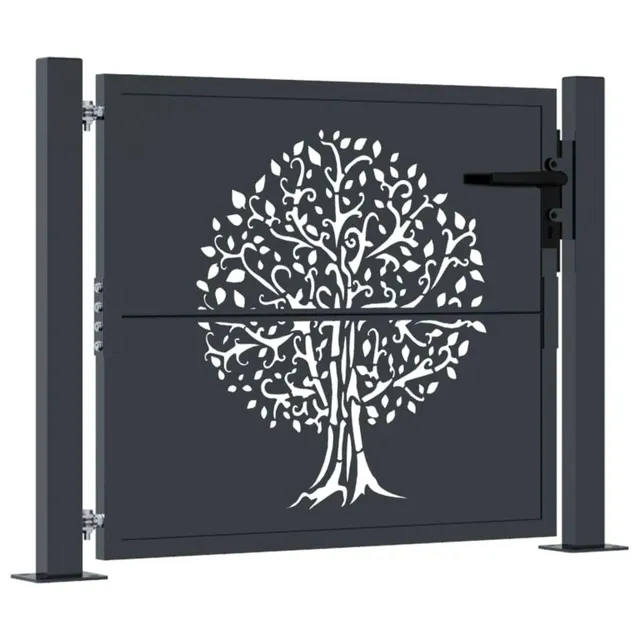 vidaXL Gartentor Anthrazit Stahl Baum-Design 100x75cm Tor