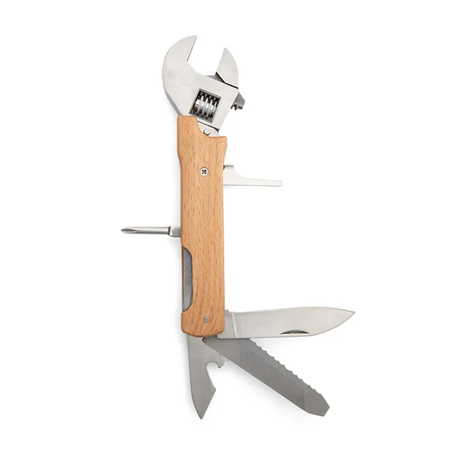 Kikkerland Tools & Wellness Multitool Schraubenschlüssel 8-in-1 Holz