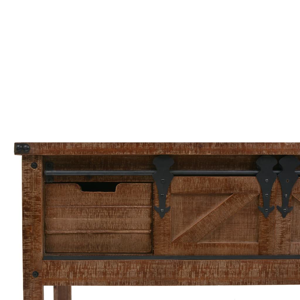 vidaXL Möbel Konsolentisch Tannenholz Massiv 131 cm Braun