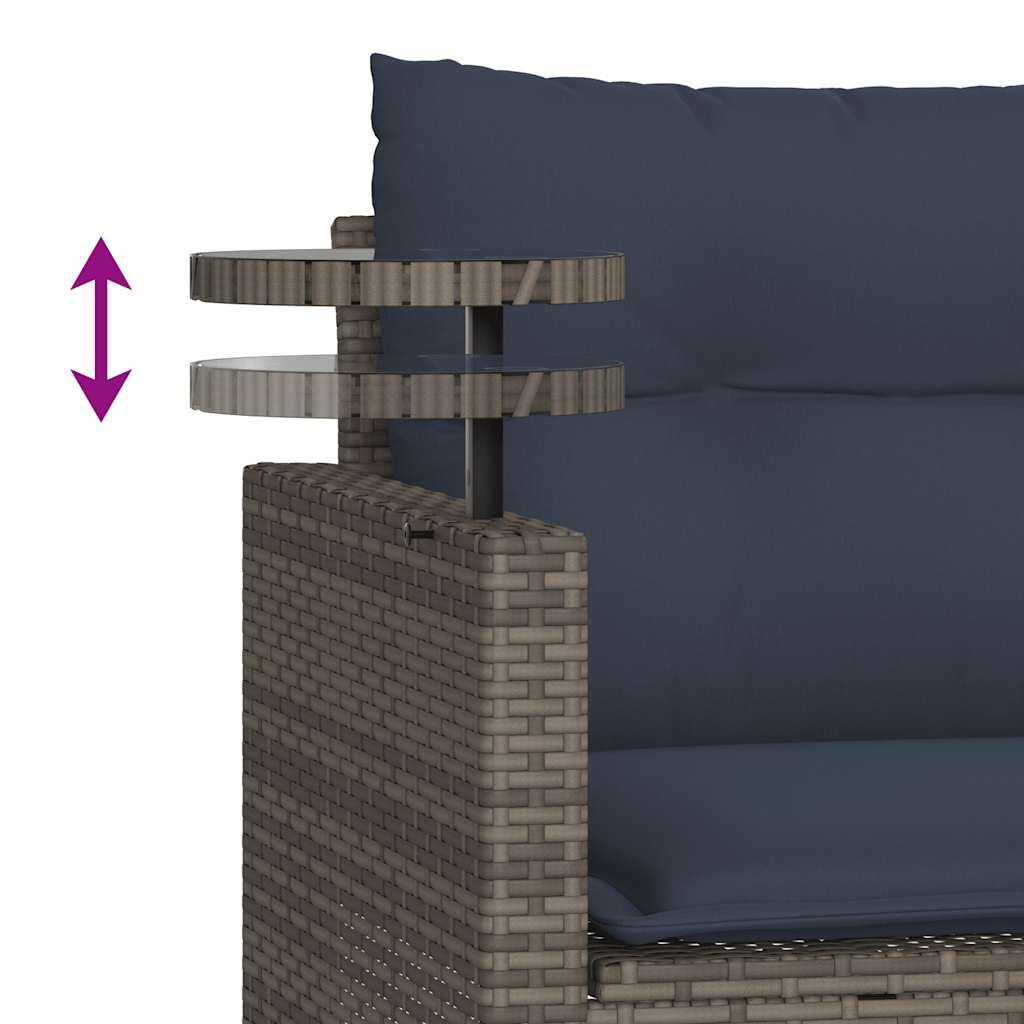 vidaXL Heim & Garten 3-tlg Gartensofa-Set Polyrattan grau mit Kissen