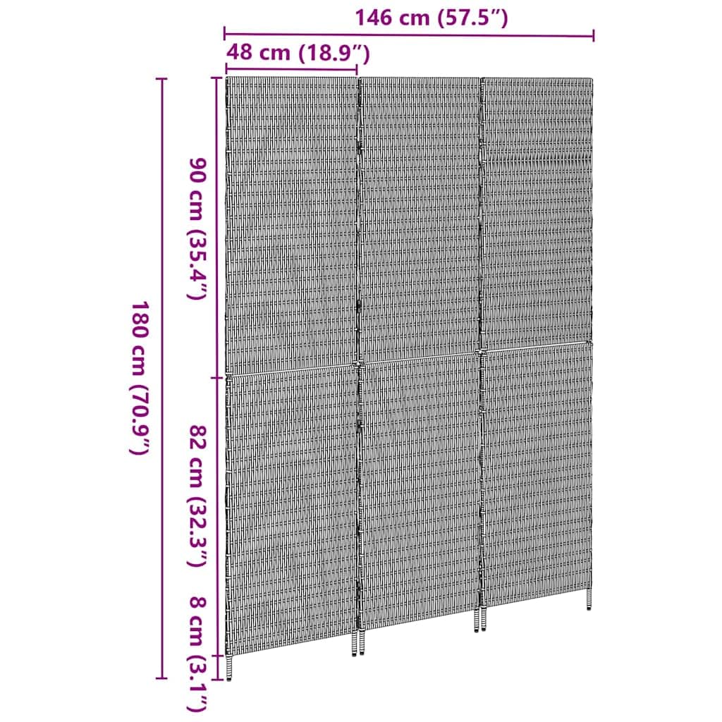 vidaXL Raumteiler 146x180 cm Schwarz Poly-Rattan Paravent