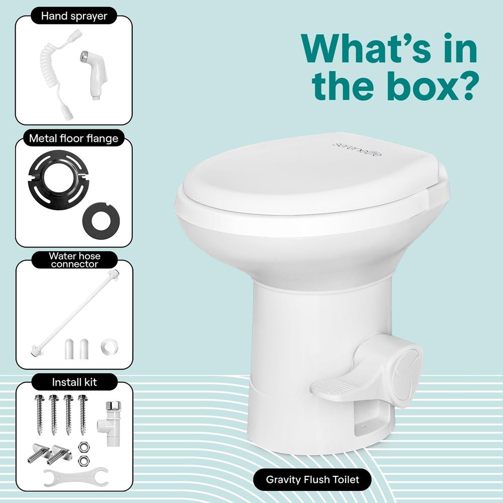 Serenelife Campingtoilette weiß HDPE kompakt Soft-Close