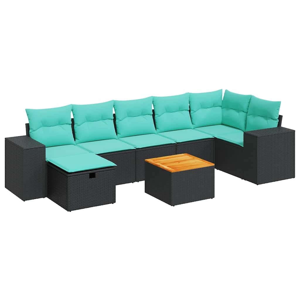 vidaXL Heim & Garten 8-tlg Garten-Sofagarnitur Schwarz Poly Rattan