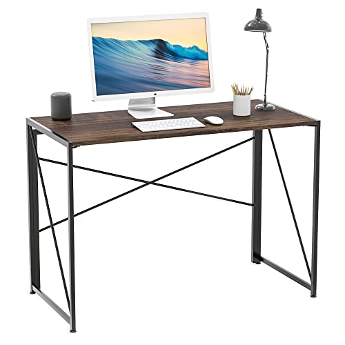 Intirilife Schreibtisch 100x50x75cm Holz Metall faltbar braun