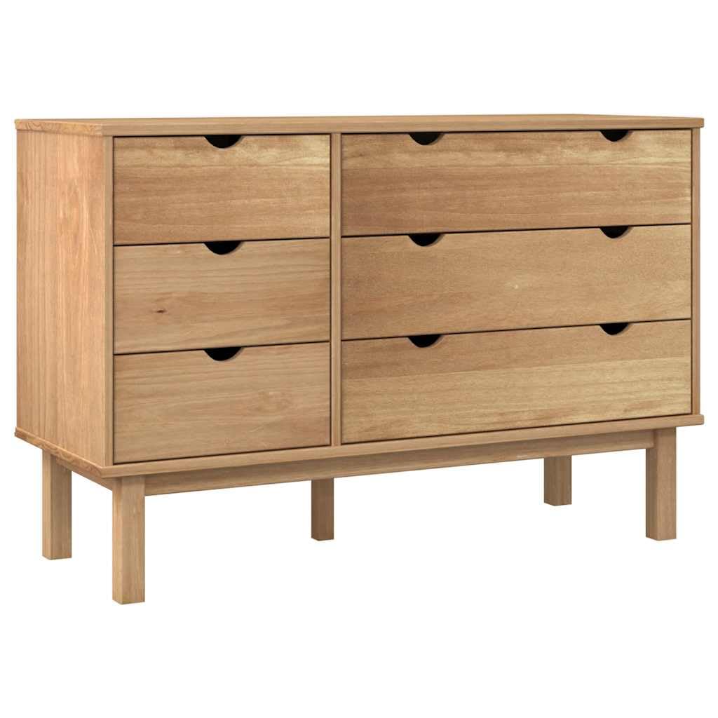 vidaXL Möbel OTTA Schubladenkommode Massivholz braun 111cm