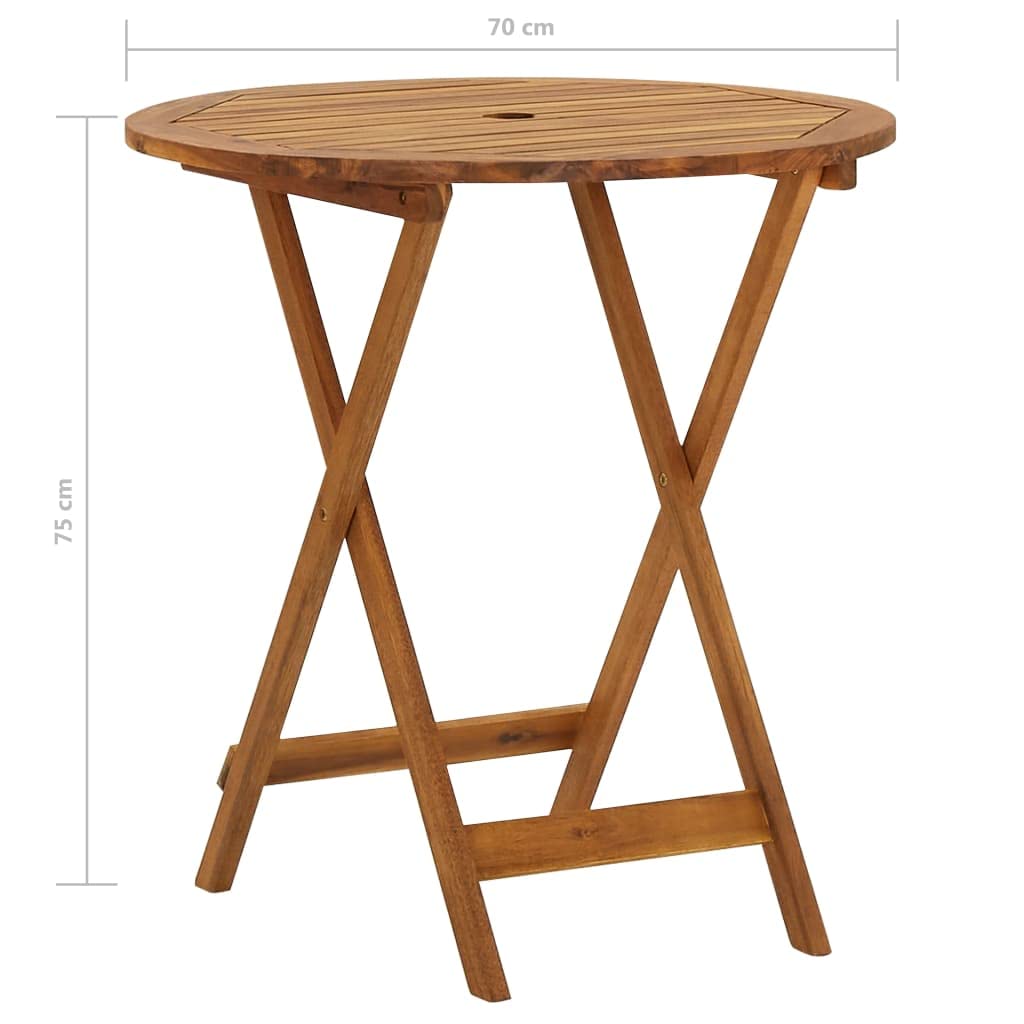 vidaXL Garten-Essgruppe 3-tlg. 70cm Akazie Klappbar Holz Set