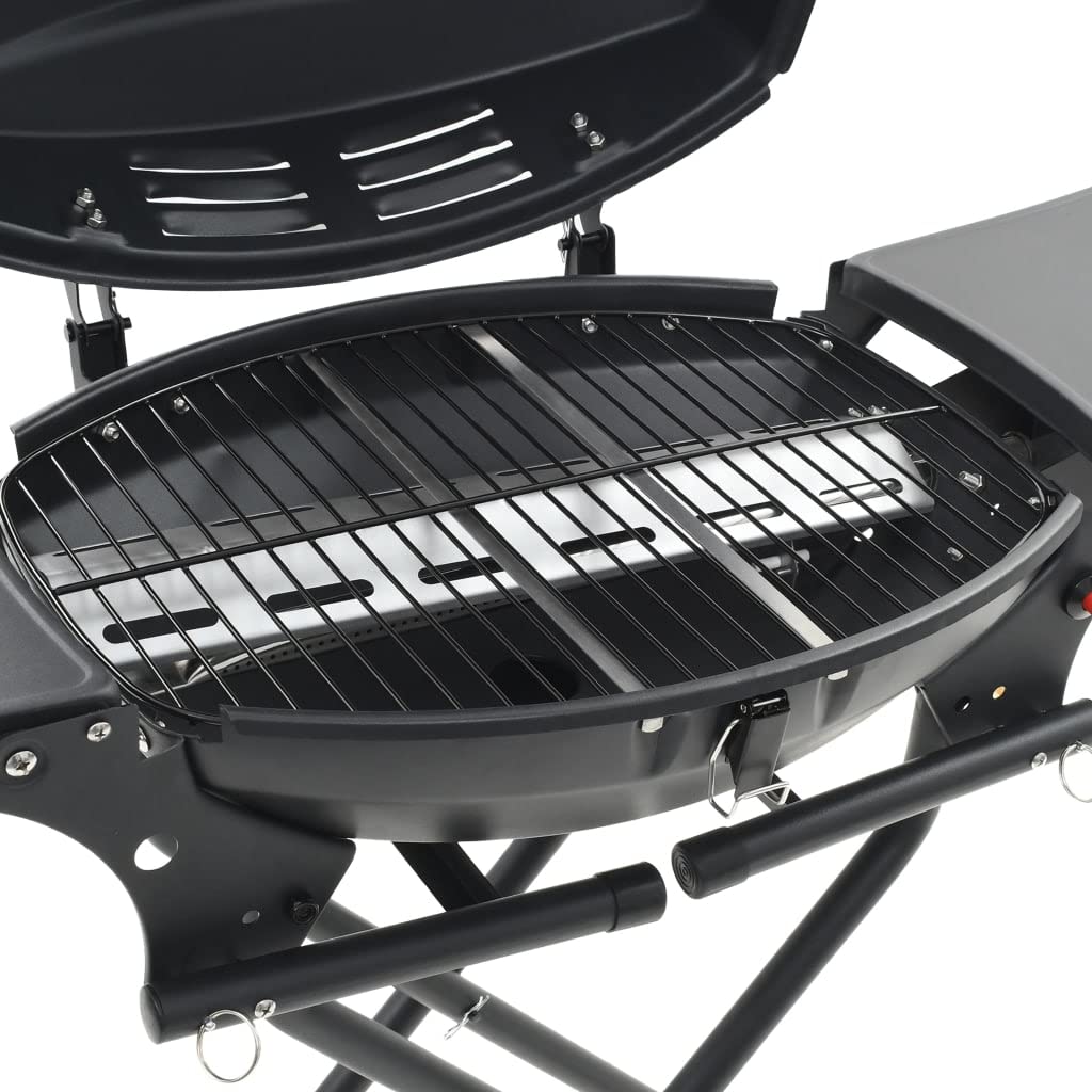 vidaXL Gasgrill tragbar Schwarz mit Kochzone Stahl