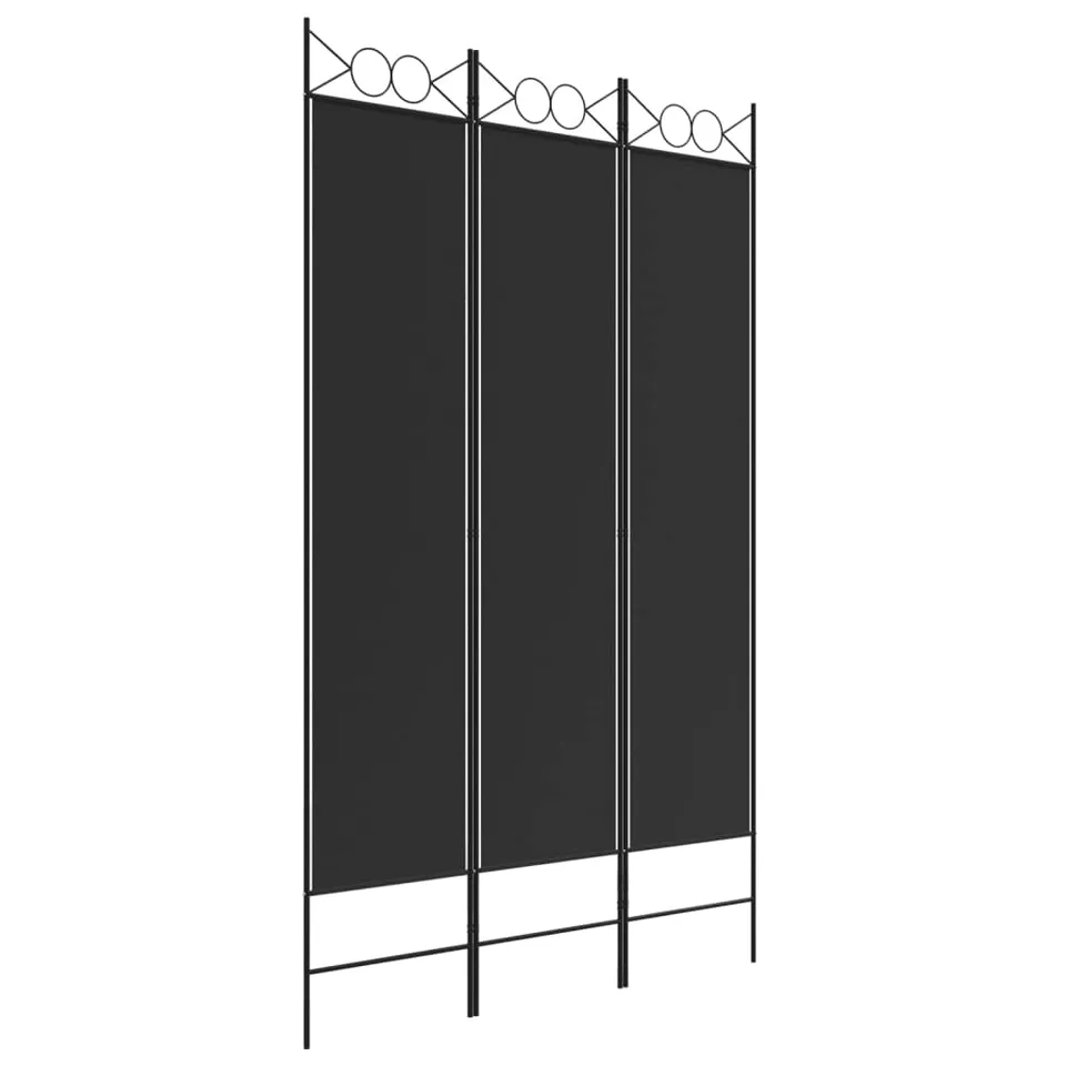 vidaXL Paravent 3-tlg. Raumtrenner 120x200 cm Schwarz Stoff