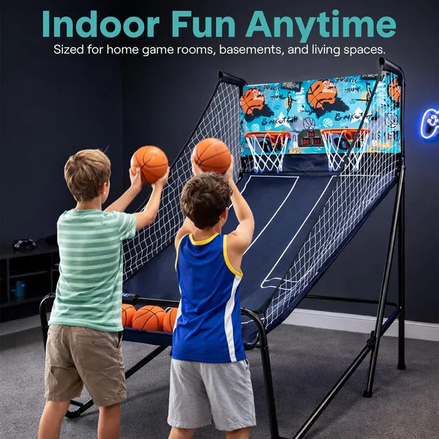 Serenelife Basketballspiel Dual Hoop LED klappbar 5 Bälle
