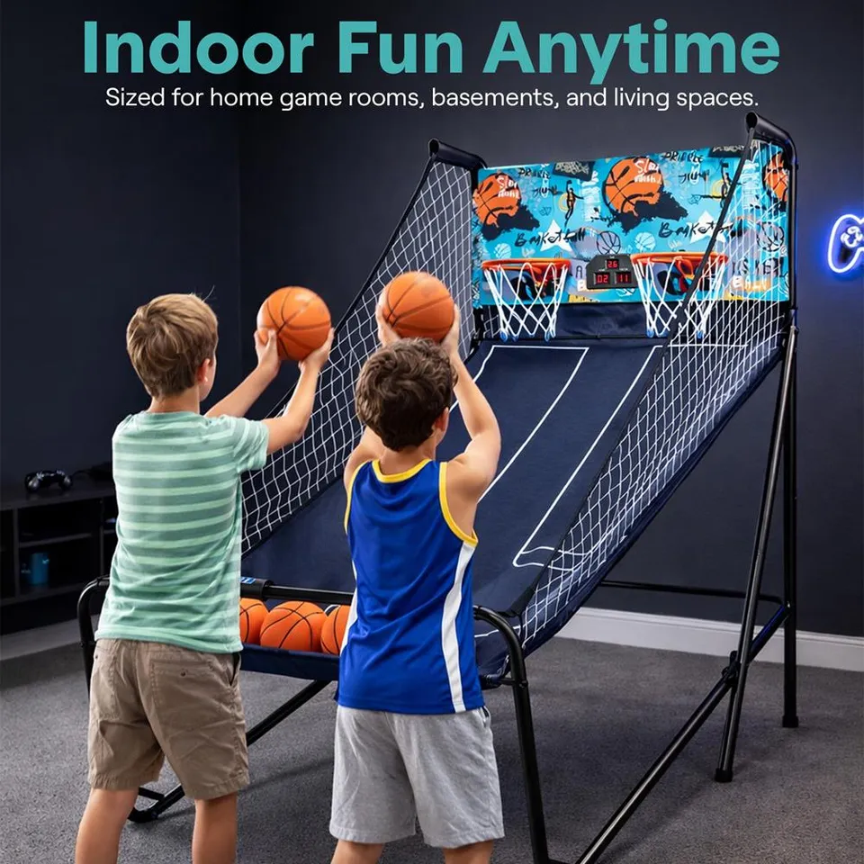 Serenelife Basketballspiel Dual Hoop LED klappbar 5 Bälle