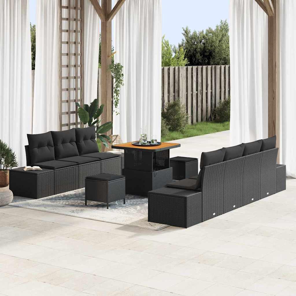 vidaXL Heim & Garten Gartensofa-Set Schwarz 80 cm Tisch