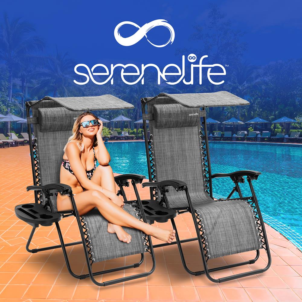 Serenelife Camping Zero Gravity Liegestuhl grau 2er Set