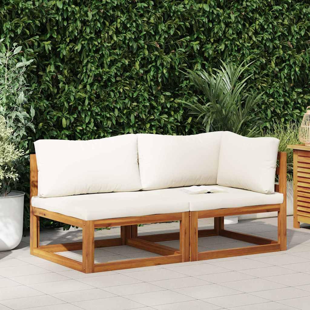 vidaXL Heim & Garten Sofa Set Akazie 2-tlg cremeweiß Kissen