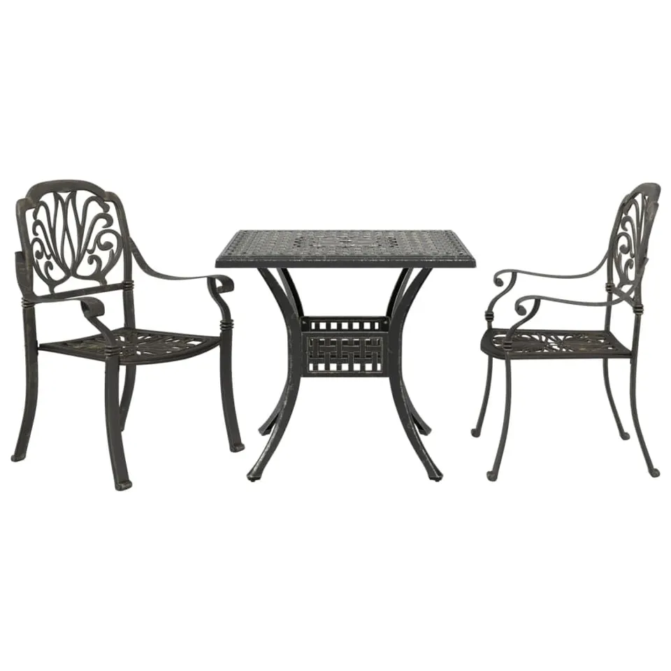 vidaXL Bistro-Set 3-TLG. Bronze Aluminiumguss Gartenmöbel