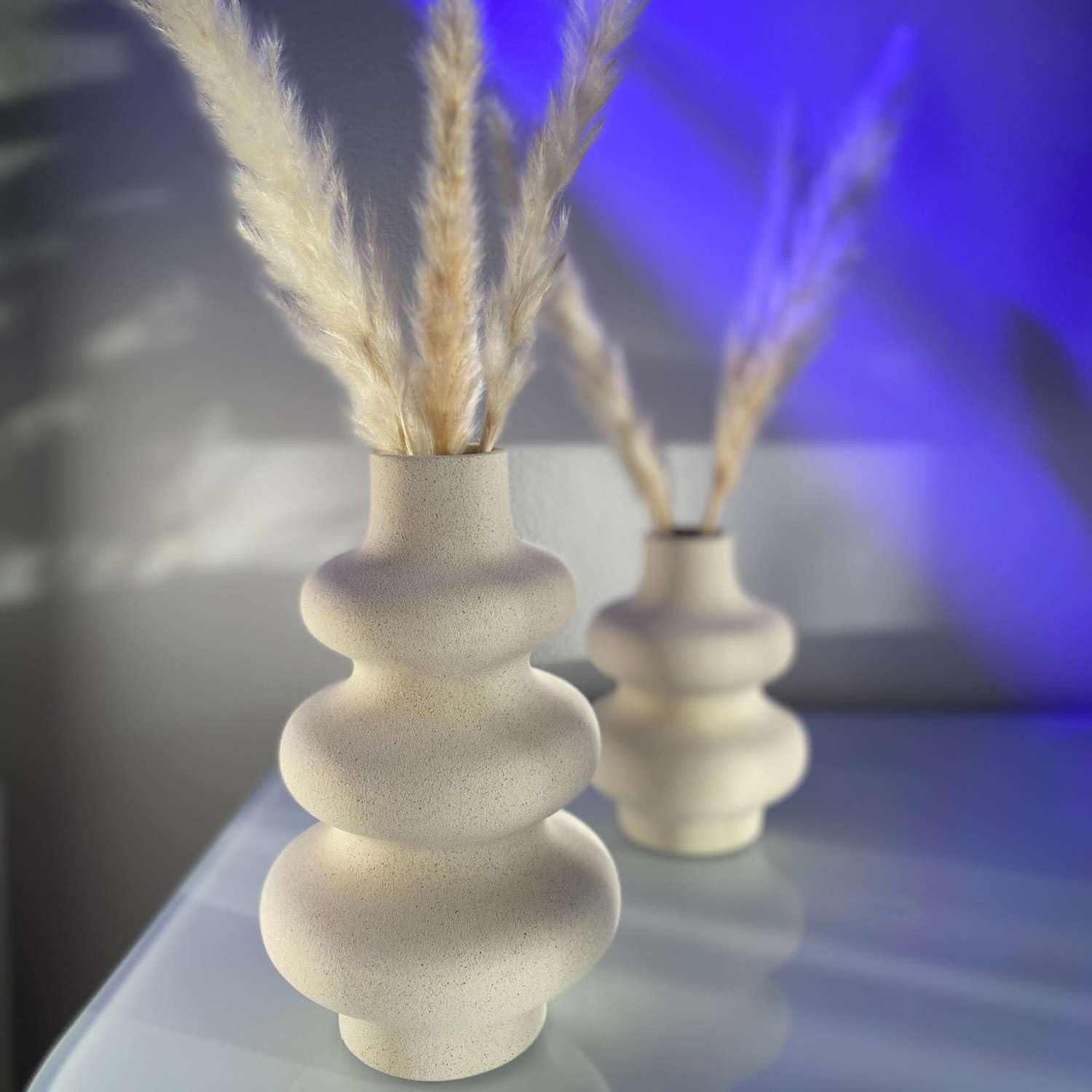Intirilife Spiralvase Keramikvase Creme Weiß 13x21,8 cm matt