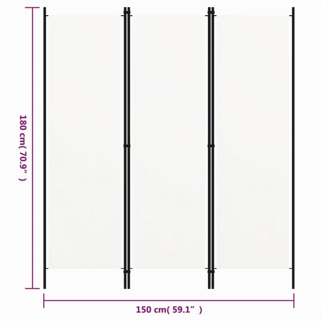 vidaXL Raumteiler 3-TLG. Weiß 150x180 cm Stoff
