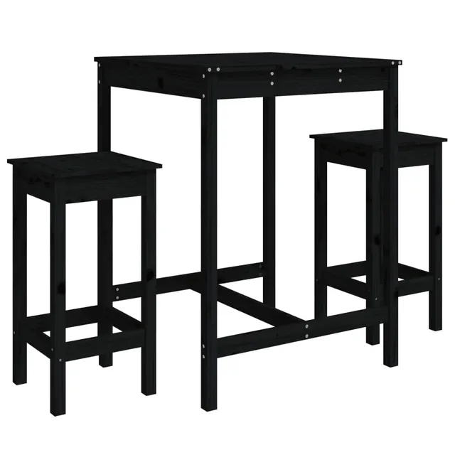 vidaXL 3-tlg. Gartenbar-Set Bartisch schwarz ohne Lehne