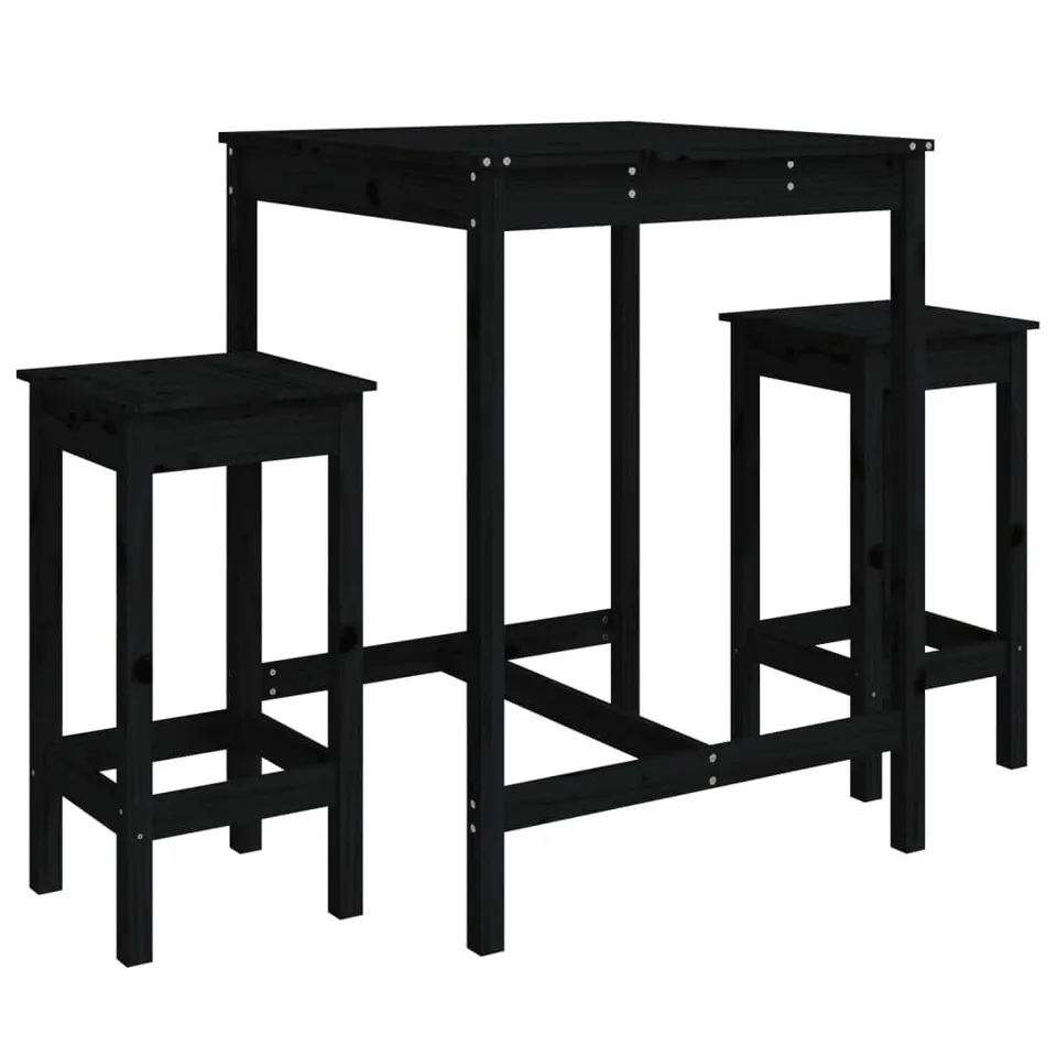 vidaXL 3-tlg. Gartenbar-Set Bartisch schwarz ohne Lehne