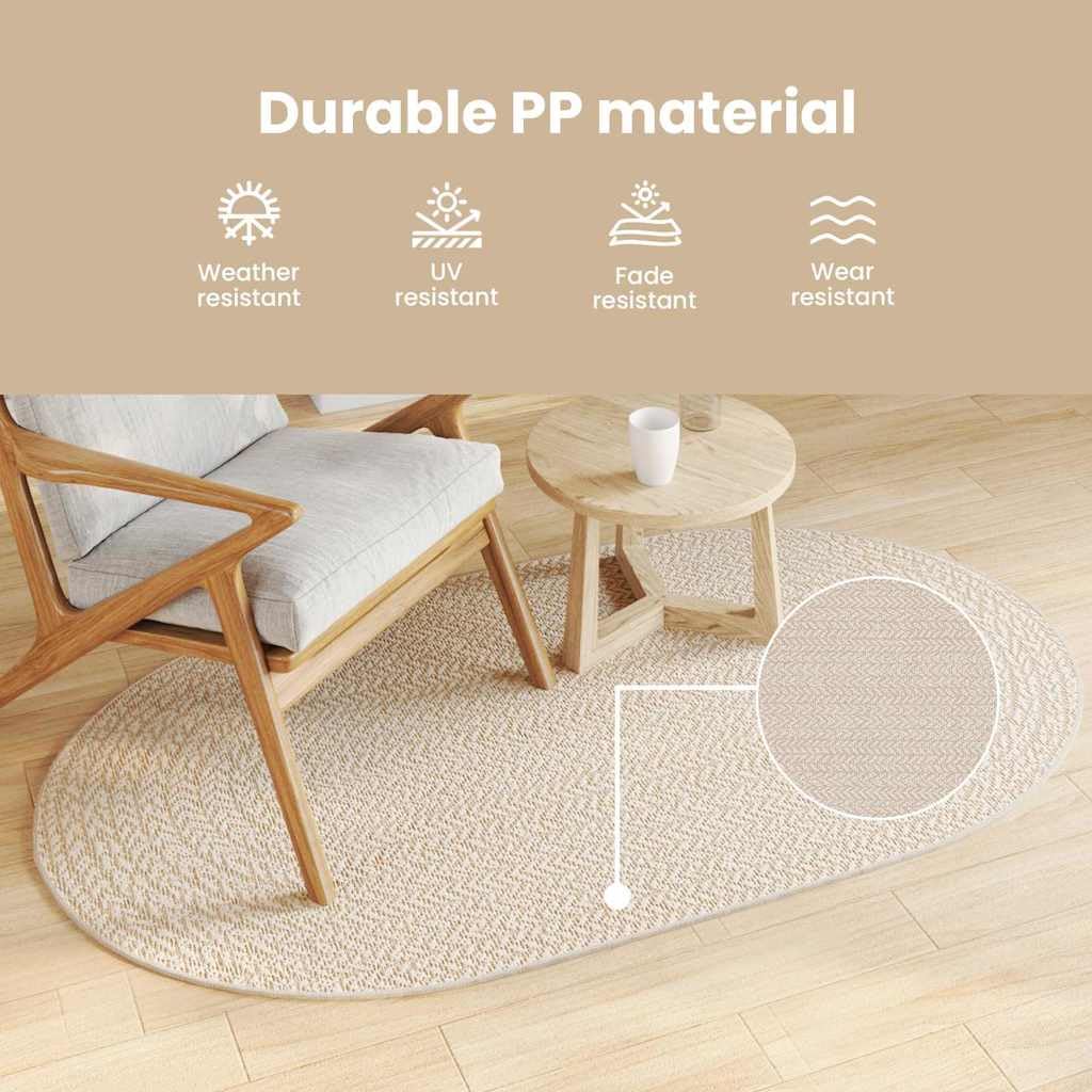 vidaXL ZIZUR Teppich Creme 140x200 cm Polypropylen