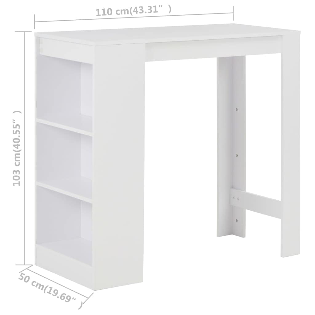 vidaXL Möbel Bartisch Weiß 110x50x103 cm mit Regal kaufen