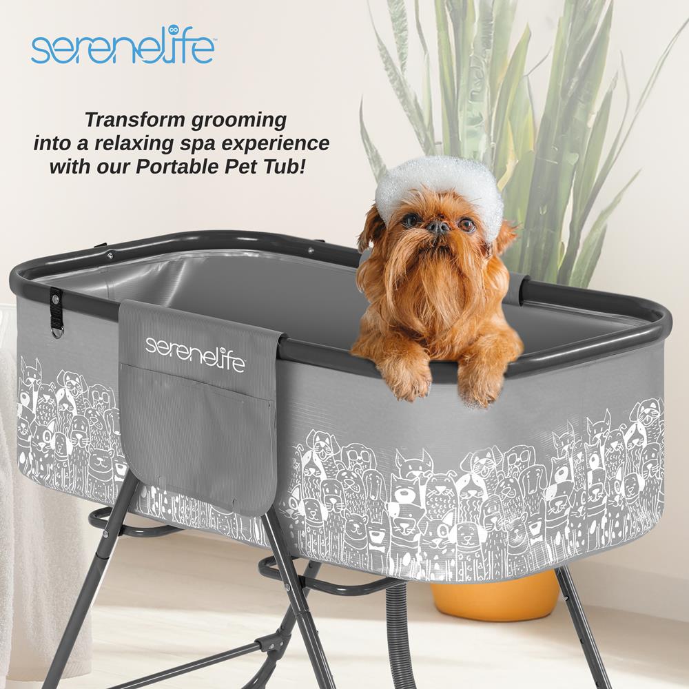 Serenelife Pet Hundebadewanne Grau PVC faltbar 59 kg