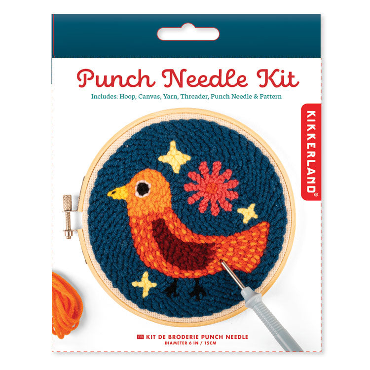 Kikkerland Crafters Bird Punch Needle Kit Stickset