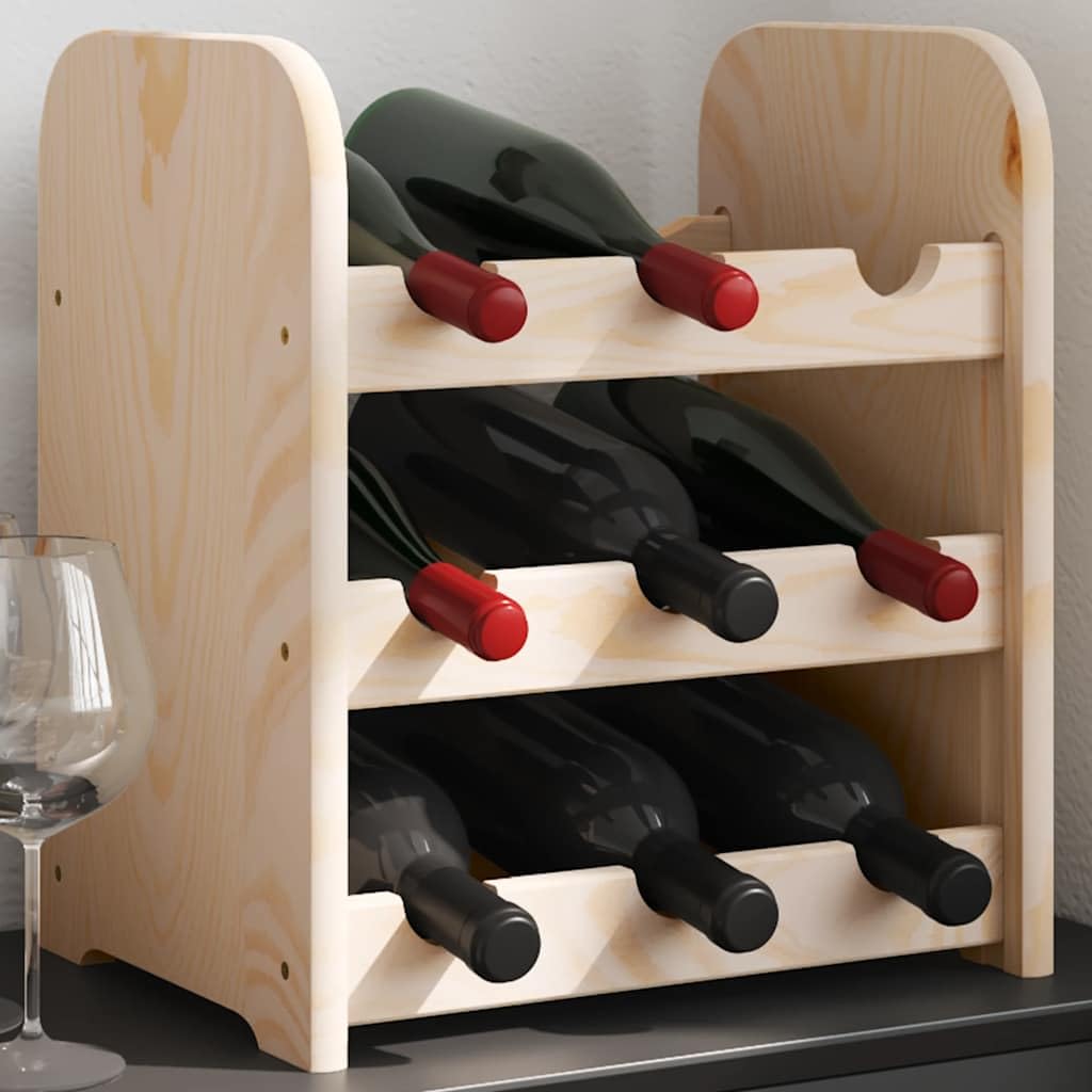 vidaXL Weinregal 33x25x37 cm Kiefer für 9 Flaschen Holz