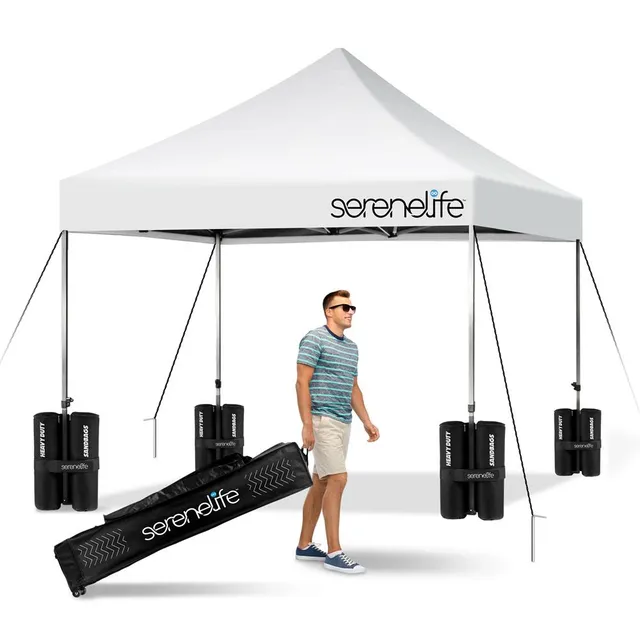 Serenelife Camping Pavillon 10x10 Faltzelt weiß wasserdicht