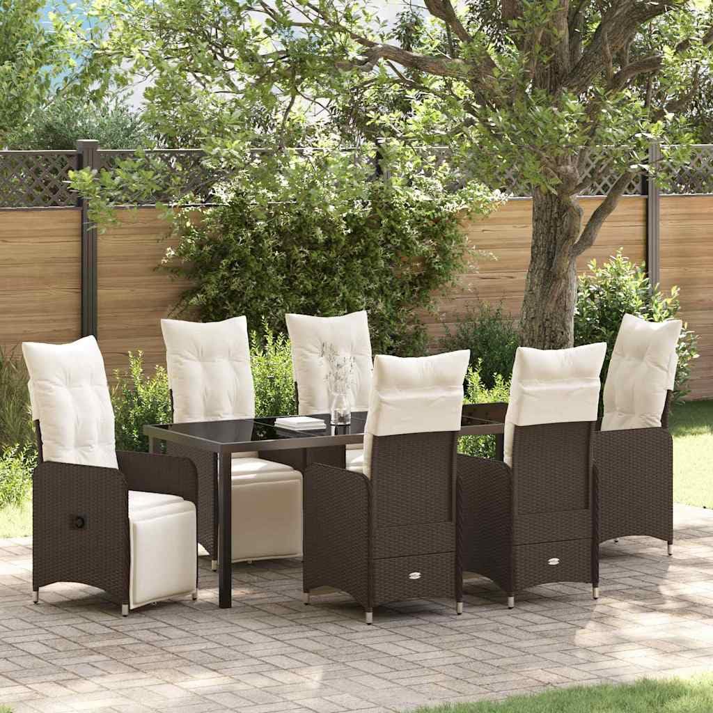 vidaXL Garten Essgruppe Braun 7-tlg Poly-Rattan