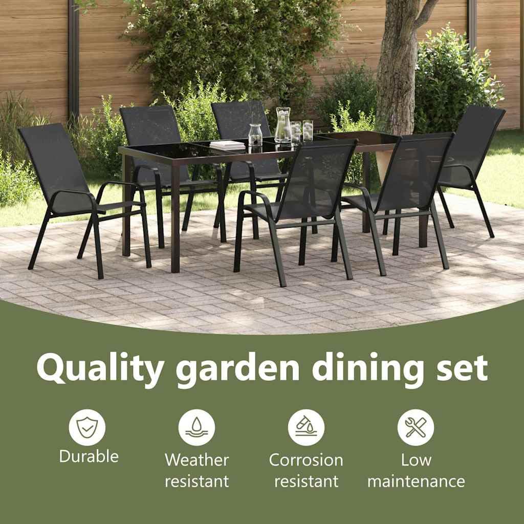 vidaXL Heim & Garten Garten Essgruppe 7-tlg Schwarz Stahl