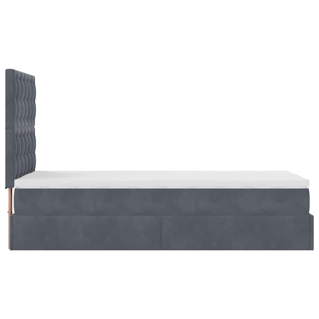 vidaXL Ottoman-Bett Dunkelgrau 90x200 Samt Stauraum