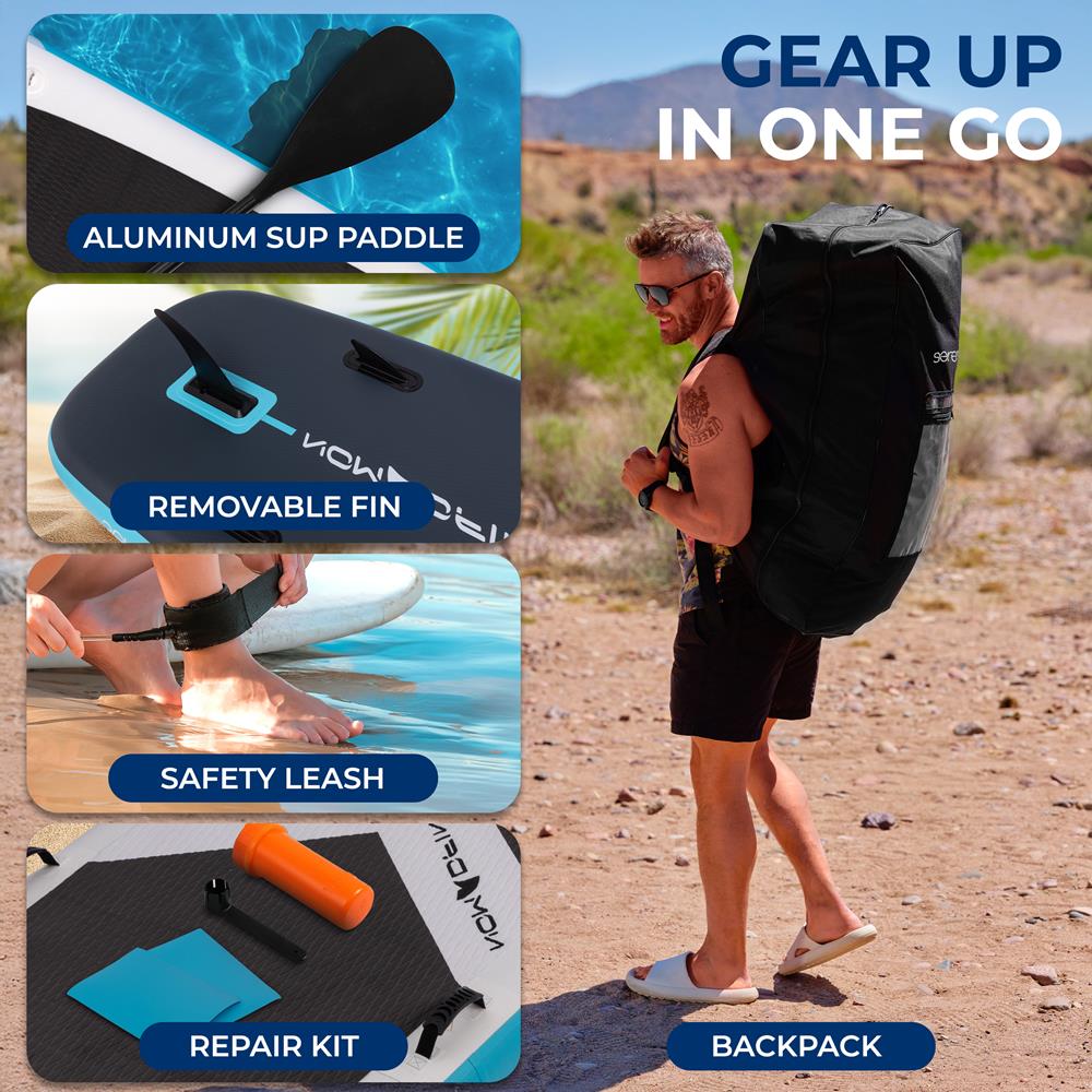 Serenelife SUP Board aufblasbar 12'2" 480 lbs Non-Slip