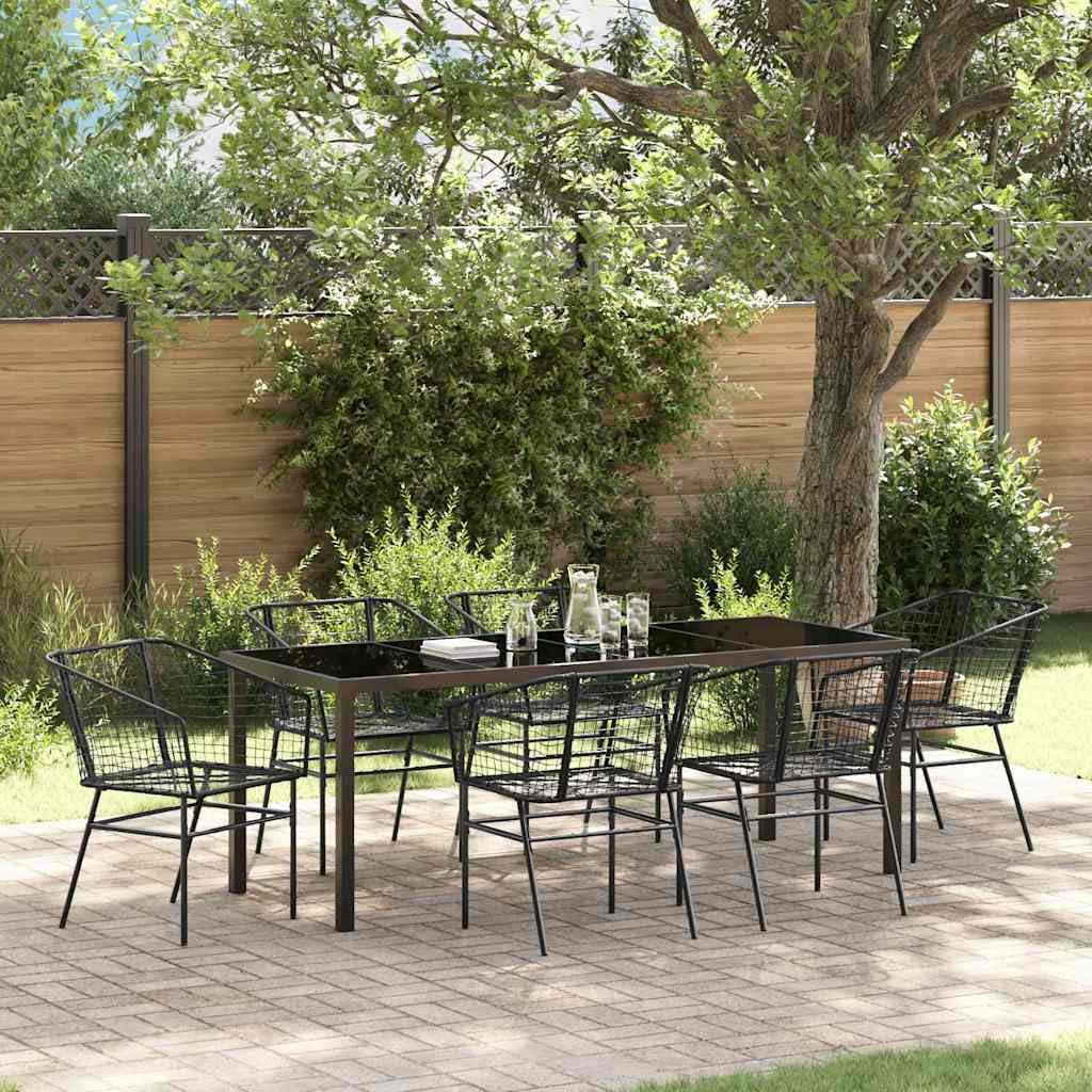 vidaXL Garten Essgruppe Schwarz Poly-Rattan 7 Stk.