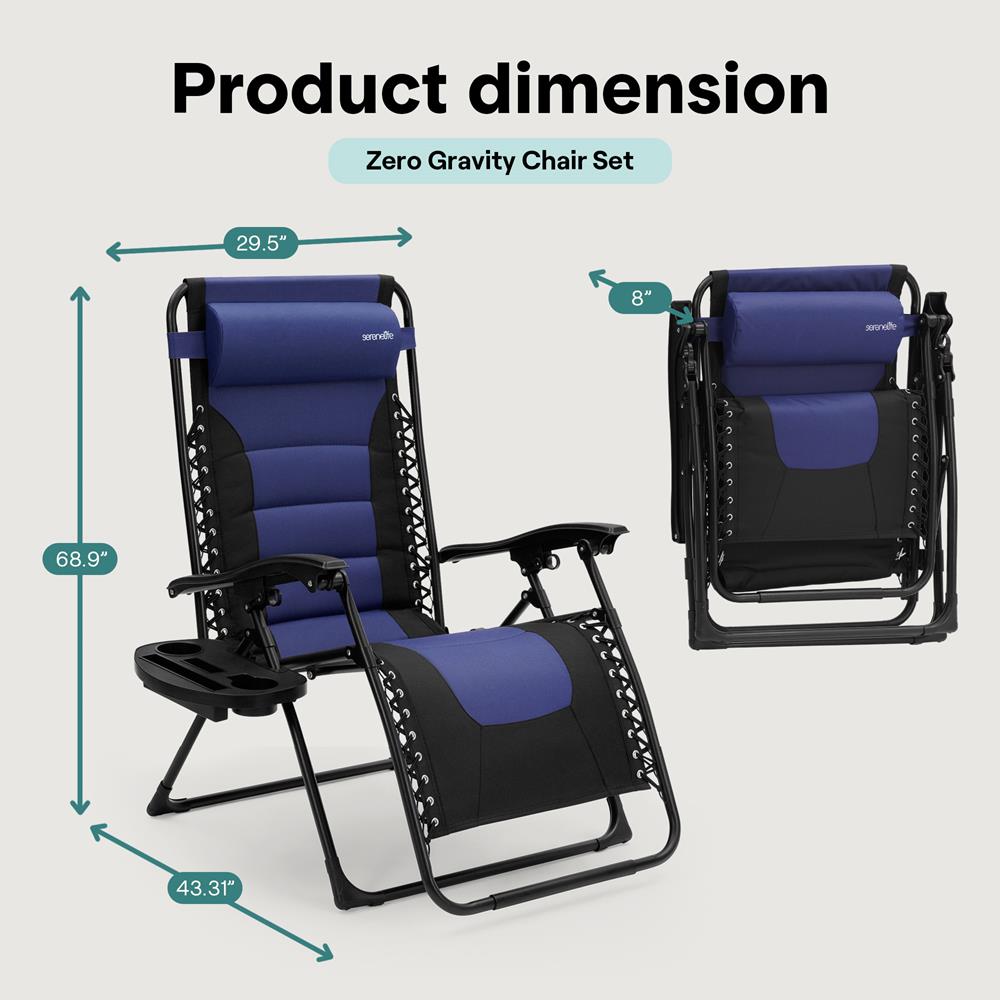 Serenelife Furniture Zero Gravity Liegestuhl blau klappbar