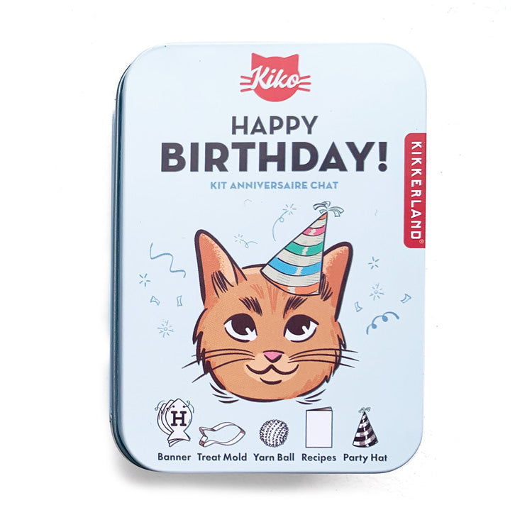 Kikkerland Kiko Katzen Geburtstagsset Partyhut Girlande