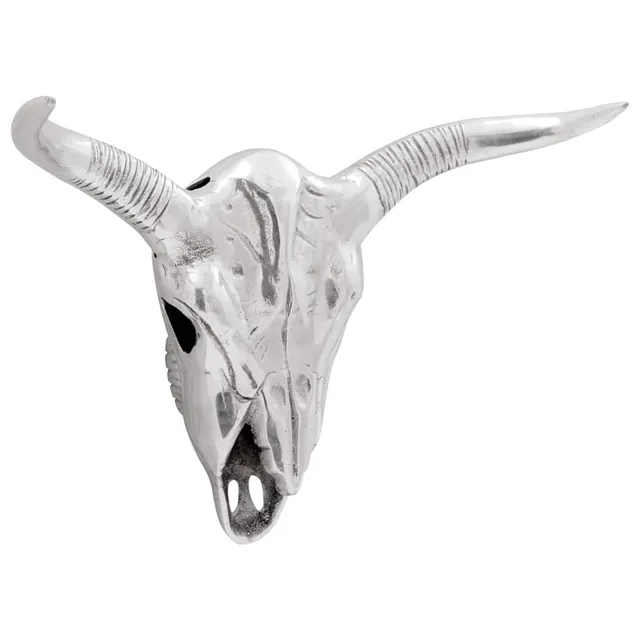vidaXL Bullenschädel Wandskulptur Silber Aluminium 49 cm