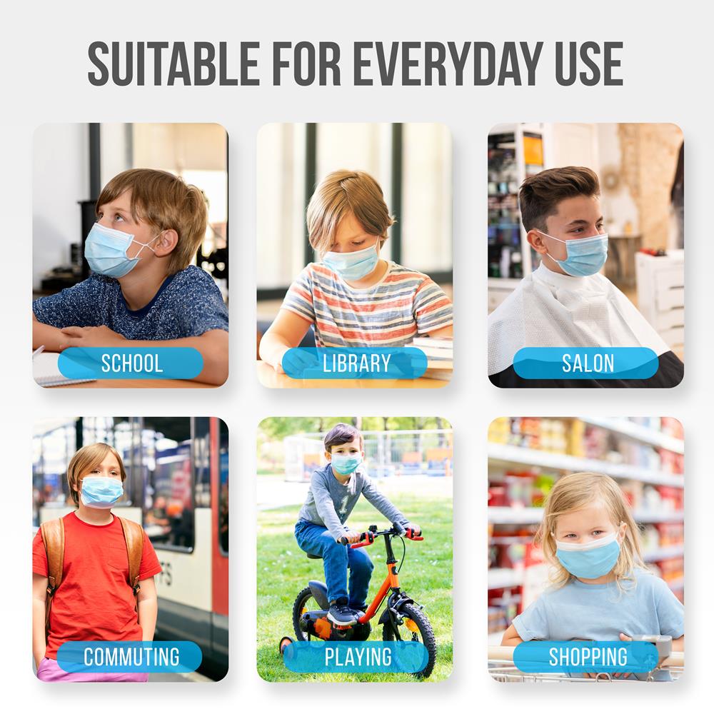 Serenelife Health Gesichtsmasken Kinder 100 Stück 3-lagig