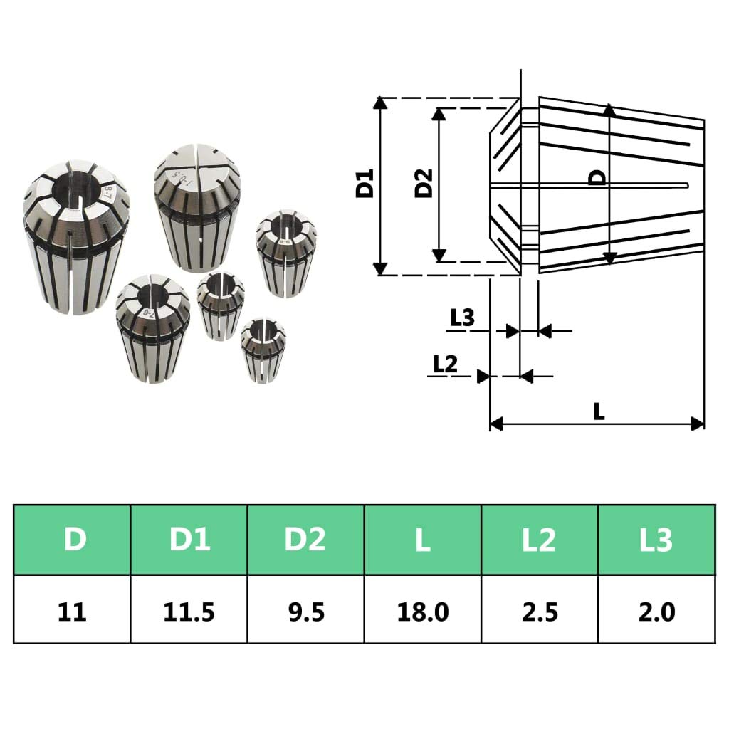 vidaXL Heimwerkerbedarf ER11 Spannzangen 13-tlg. Stahl 1-7 mm
