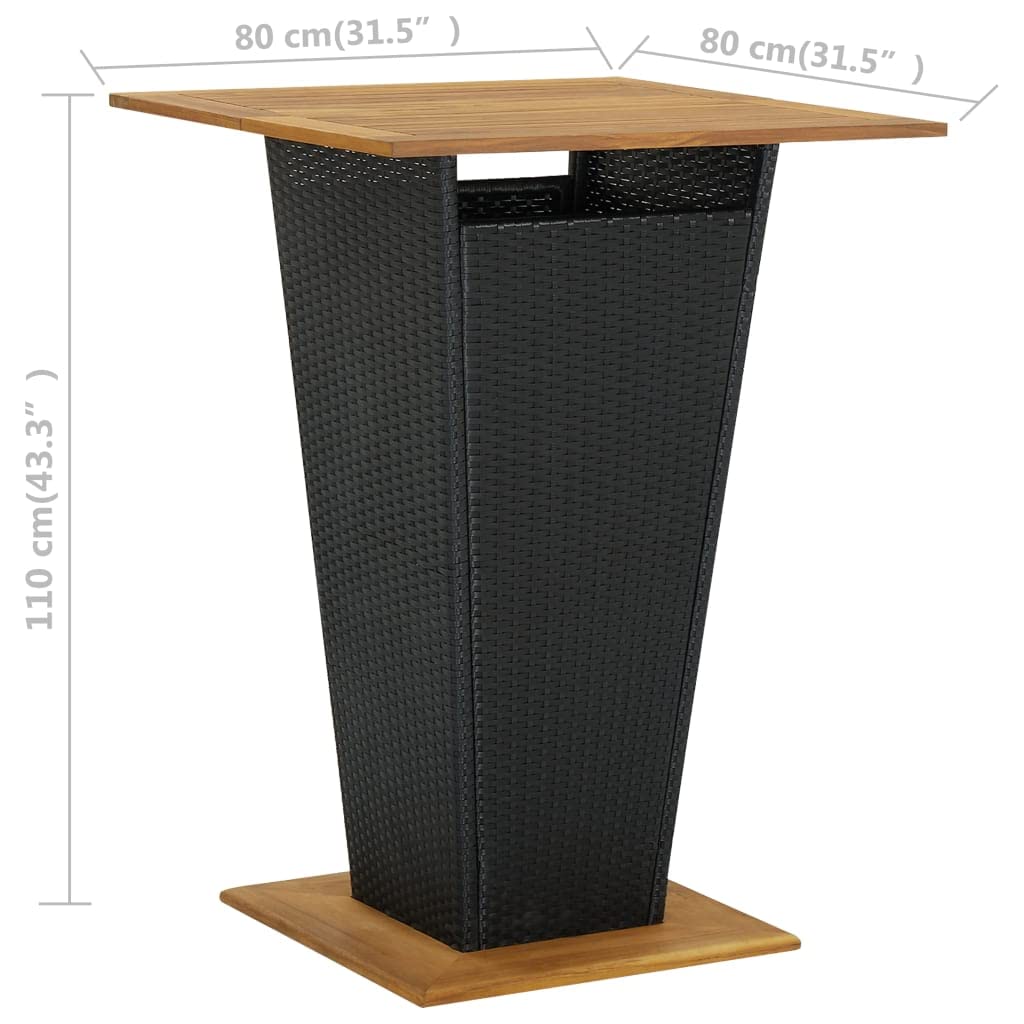 vidaXL Heim & Garten 5-tlg. Gartenbar-Set Rattan Schwarz mit Kissen