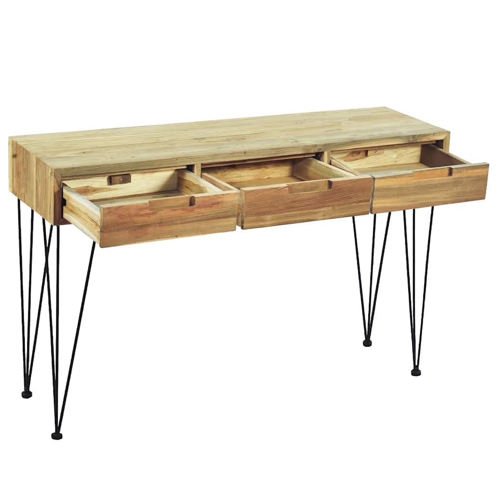 vidaXL Möbel Konsolentisch Teak Massiv 120cm 3 Schubladen
