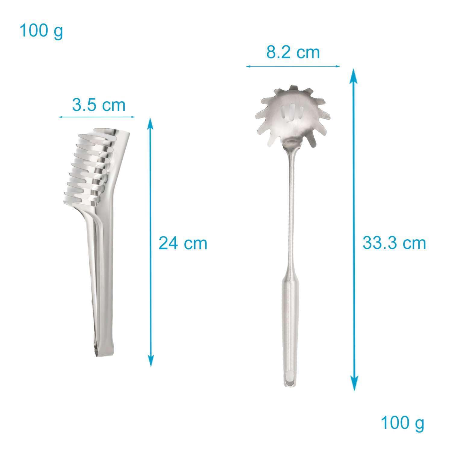 Intirilife Spaghettilöffel Set Edelstahl 2er Nudelzange