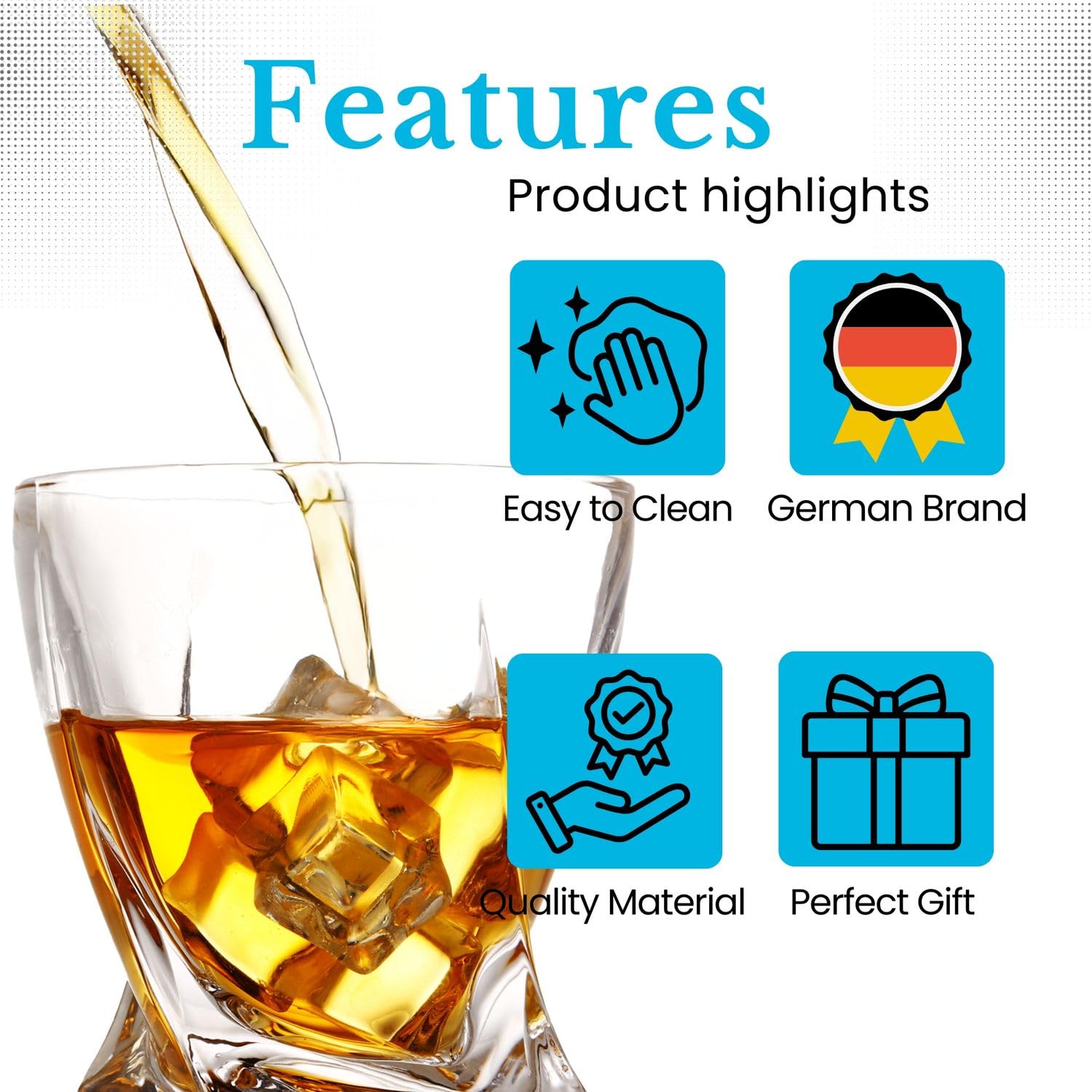Intirilife Whisky Gläser Set Twisted 2 Stück 260 ml Kristall