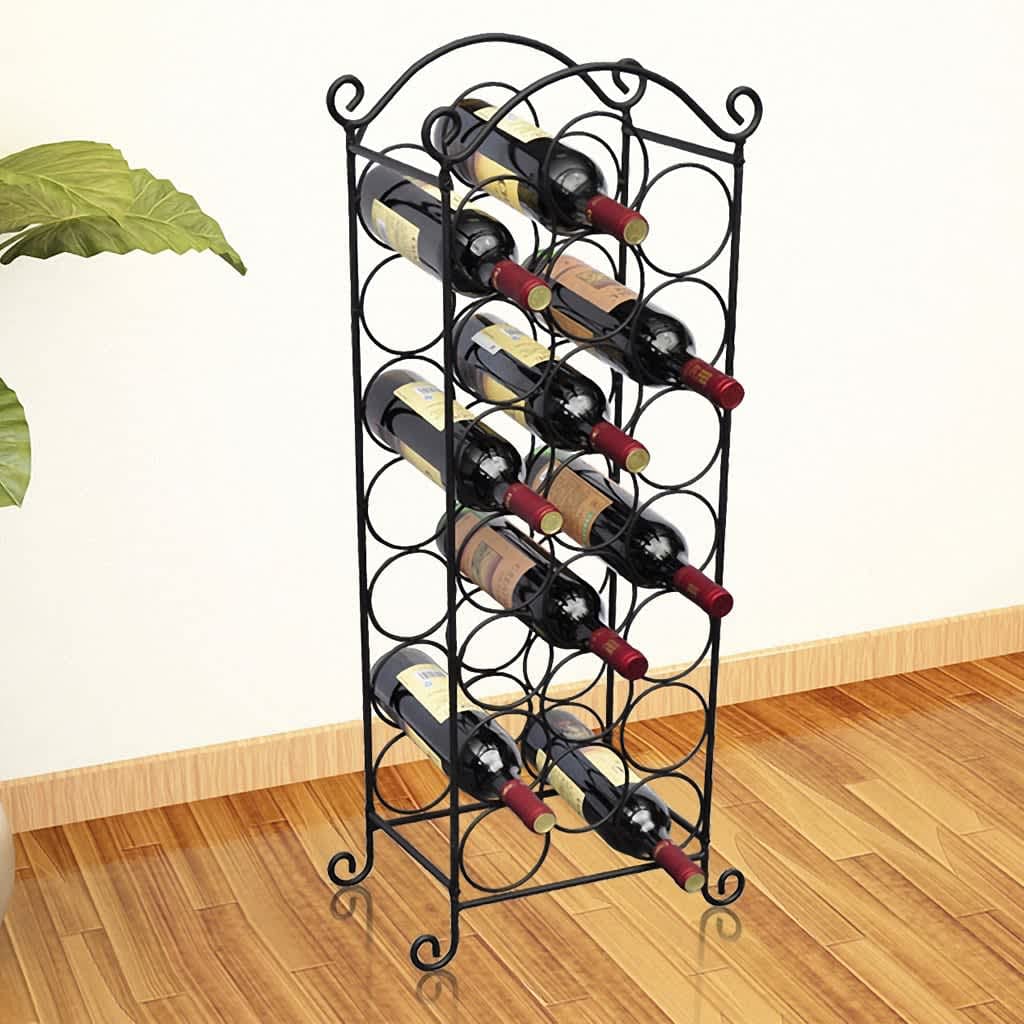 vidaXL Weinregal Metall schwarz 21 Flaschen 88x34 cm