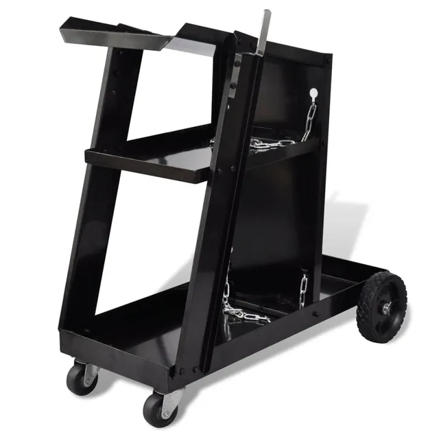vidaXL Schweißwagen Handwagen Schwarz Stahl 40 kg 3 Regale