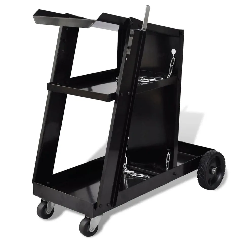 vidaXL Schweißwagen Handwagen Schwarz Stahl 40 kg 3 Regale